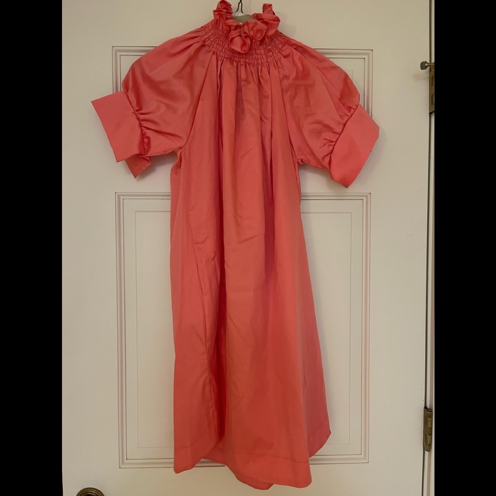 Monica Net Dress in Coral XS
